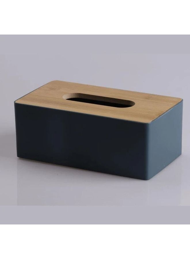 White Modern Plastic Tissue Box Holder With Bamboo Cover For Bathroom Vanity Kitchen Countertop - Image 2